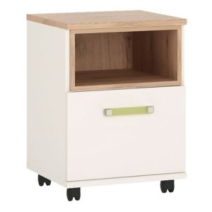Kaas Wooden Office Pedestal Cabinet In White High Gloss And Oak