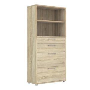 Prax 4 Shelves 2 Drawers Office Storage Cabinet In Oak
