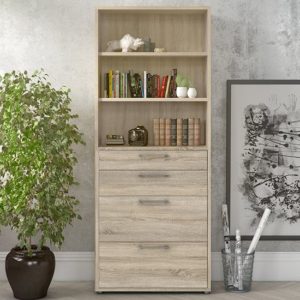 Prax 5 Shelves 2 Drawers Office Storage Cabinet In Oak