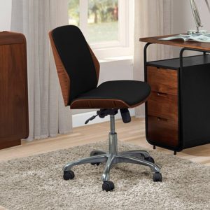 Vikena Faux Leather Office Chair In Walnut And Black