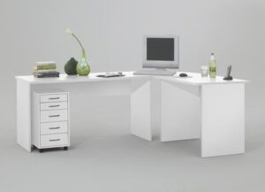 Till Wooden Corner Computer Desk In White