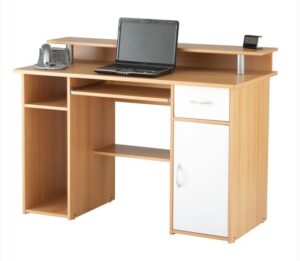 Alban Wooden Computer Desk In Beech And White
