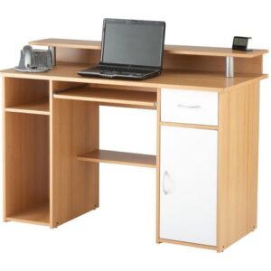 Alban Wooden Computer Desk In Beech And White
