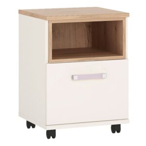Kroft Wooden Office Pedestal Cabinet In White Gloss And Oak