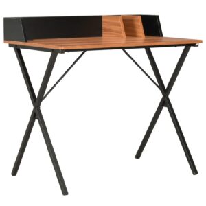 Beverly Wooden Laptop Desk In Black And Brown