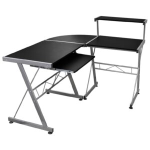 Boulder Wooden Corner Computer Desk In Black
