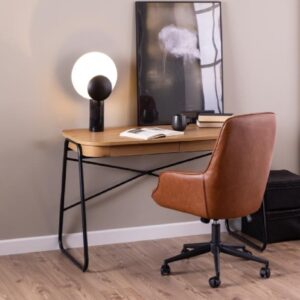 Belvidere Wooden Rectangular Laptop Desk With 2 Drawers In Oak