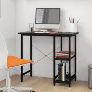 Bonita Wooden Laptop Desk With 2 Shelves In Black