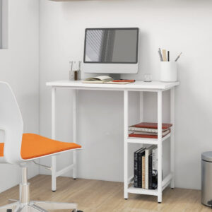 Bonita Wooden Laptop Desk With 2 Shelves In White
