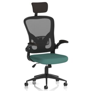 Accord Fabric Office Chair With Folding Arms In Kelp