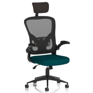 Accord Fabric Office Chair With Folding Arms In Maringa Teal