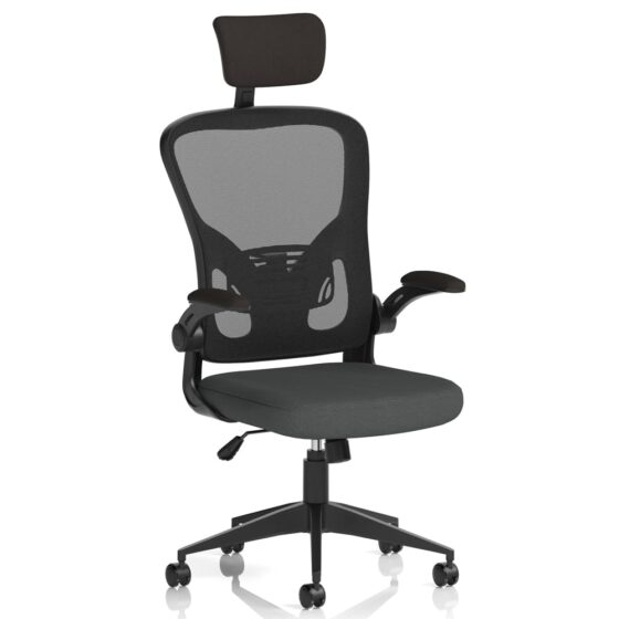 Accord Fabric Office Chair With Folding Arms In Mussel