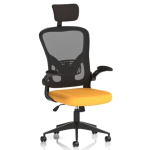 Accord Fabric Office Chair With Folding Arms In Senna Yellow