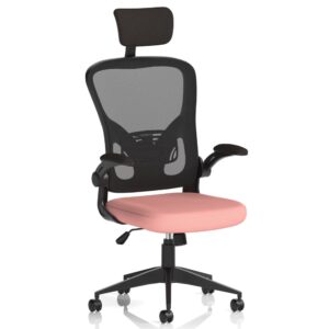 Accord Fabric Office Chair With Folding Arms In Shrimp