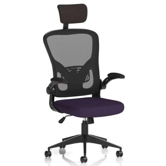 Accord Fabric Office Chair With Folding Arms In Tansy Purple