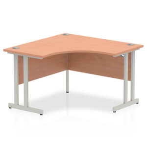 Impulse Corner Computer Desk In Beech And Silver Cantilever Leg