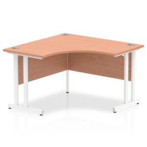 Impulse Corner Computer Desk In Beech And White Cantilever Leg