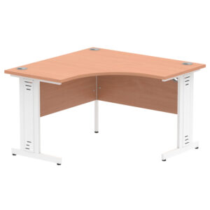 Impulse Corner Computer Desk In Beech And White Managed Leg