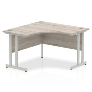 Impulse Corner Computer Desk In Grey And Silver Cantilever Leg