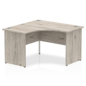 Impulse Corner Computer Desk In Grey Oak With Panel End Leg