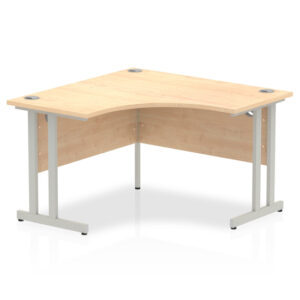 Impulse Corner Computer Desk In Maple And Silver Cantilever Leg