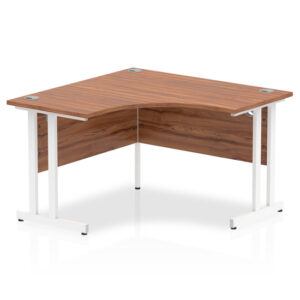Impulse Corner Computer Desk In Walnut And White Cantilever Leg