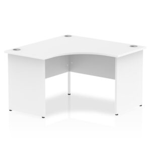 Impulse Corner Computer Desk In White With Panel End Leg