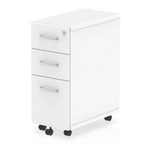 Impulse Narrow Wooden 3 Drawers Office Pedestal In White
