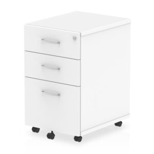 Impulse Wooden 3 Drawers Office Pedestal Cabinet In White