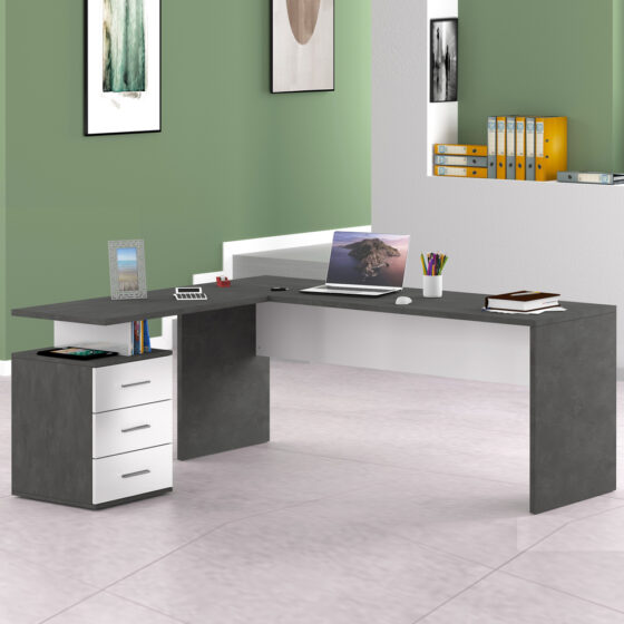 Champlin High Gloss Corner Laptop Desk In White And Report