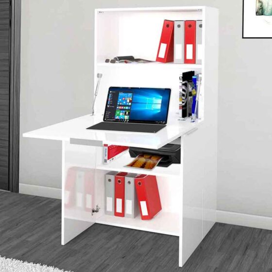 Dilliner High Gloss Foldable Laptop Desk In White