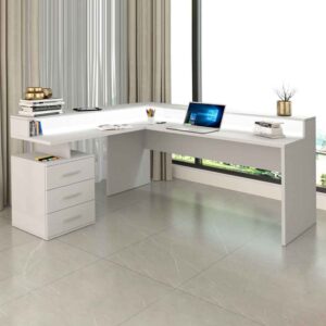 Shelbyville High Gloss Corner Laptop Desk In White