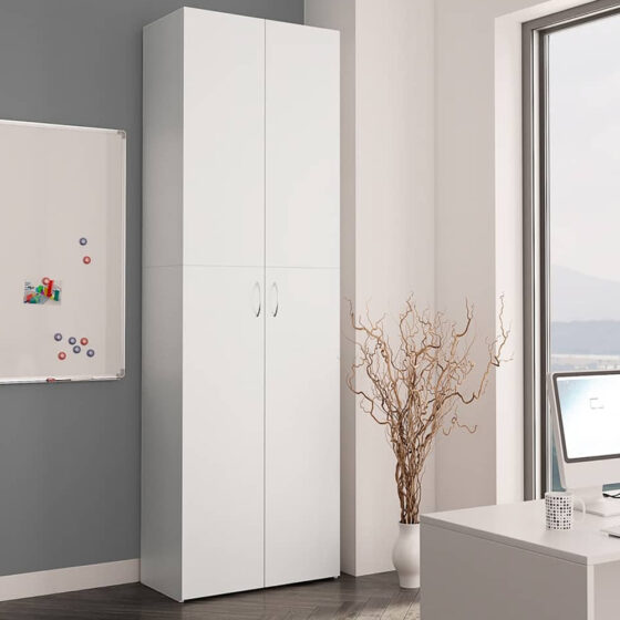 Quilcene 190cm Wooden Office Cabinet In White
