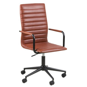 Woodway PU Leather Home And Office Chair In Vinatage Brandy